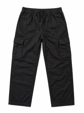 Men's Black Cargo Pants with Elastic Waist